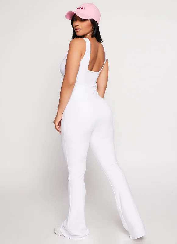 Square Neck Flared Leg Jumpsuit