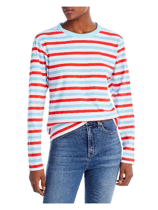 Womens Cotton Striped Pullover Top