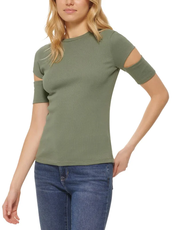 Womens Cut-Out Crewneck T-Shirt