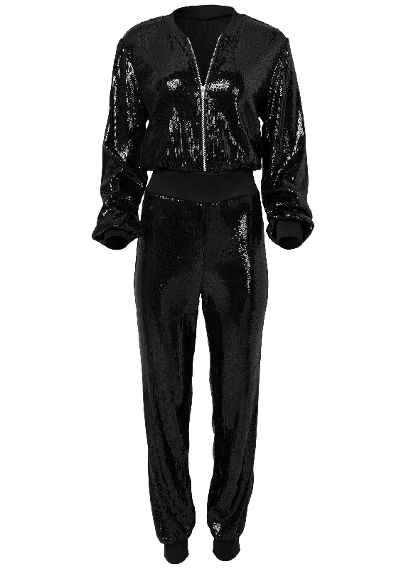 Sequin jogger jumpsuit - Black