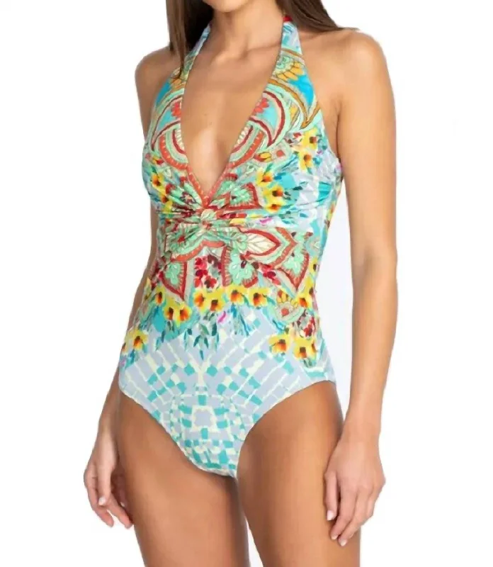 Elena Twist One Piece Swimsuit In Multi