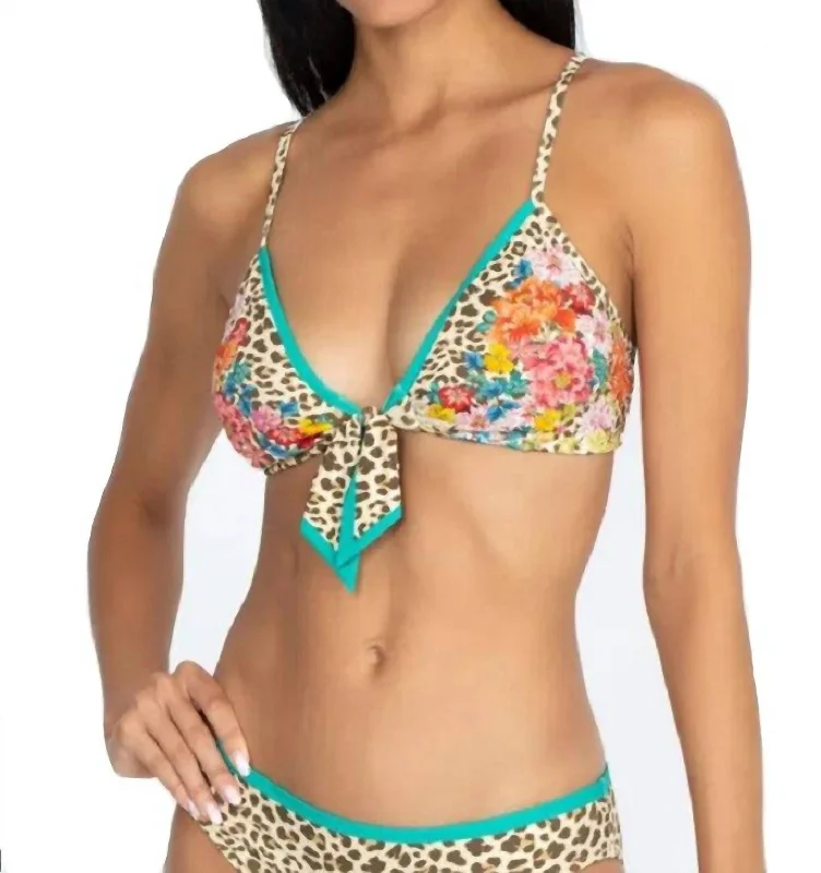 Mia Front Tie Bikini Top In Multi