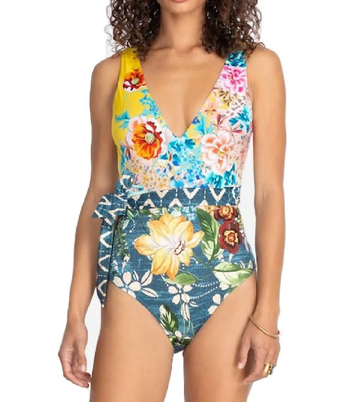 Nessa Tie Front One Piece In Multi