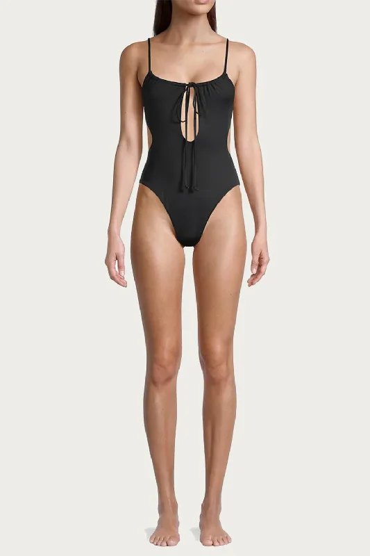 Ruched Cutout One Piece In Black