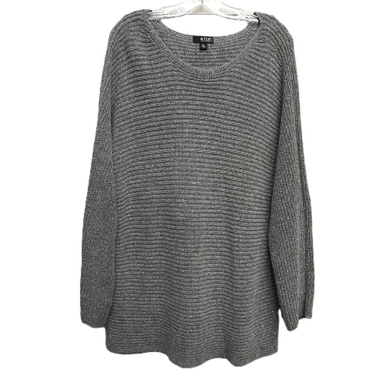 Silver Sweater By Ana, Size: 2x