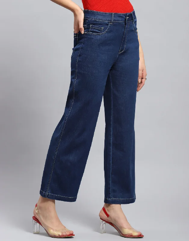 Women Blue Solid Slim Fit Denim