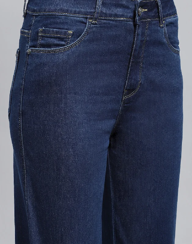 Women Blue Solid Slim Fit Denim