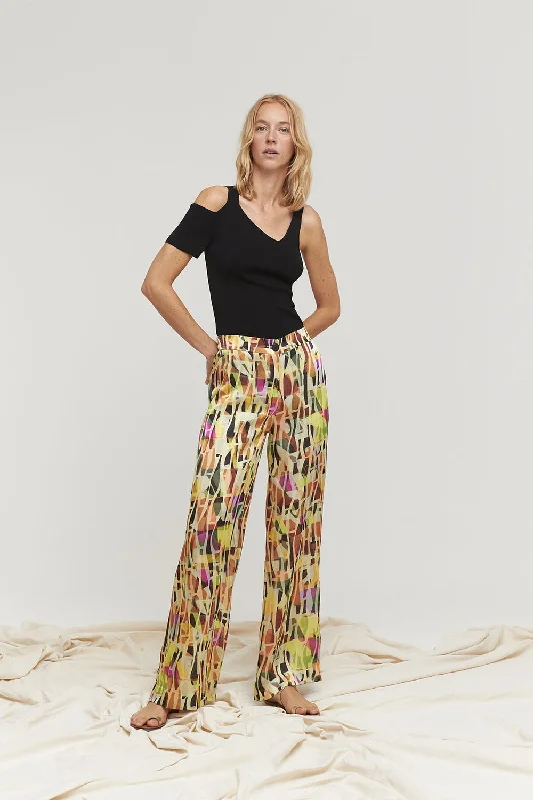 AM Grn/Org Rita Wideleg Pant