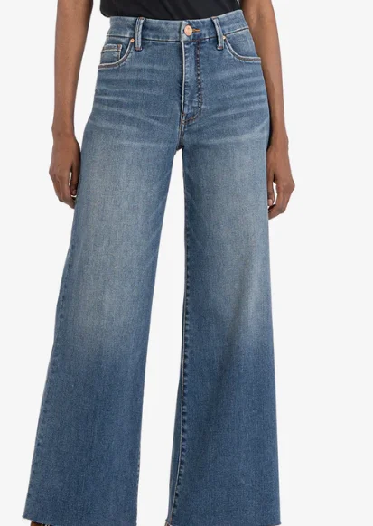 High rise wide leg denim