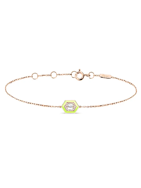 14k Gold  Hexagonal Art Deco 
Diamond Bracelet