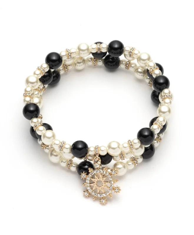 BR PEARL STRETCH SET OF 3 BRACELET