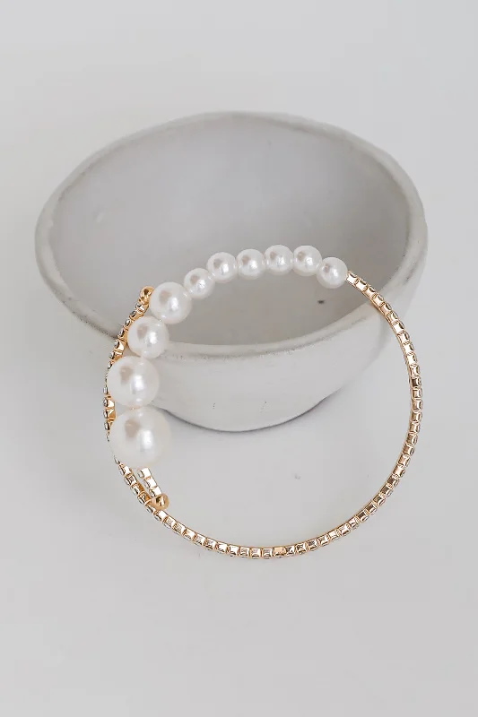 Emilee Gold Rhinestone + Pearl Bracelet