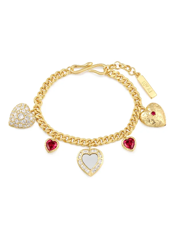 Hanging Hearts Charm Bracelet