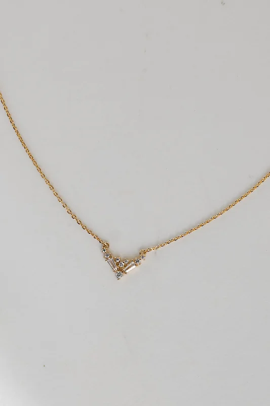 Leah Gold Rhinestone Charm Necklace