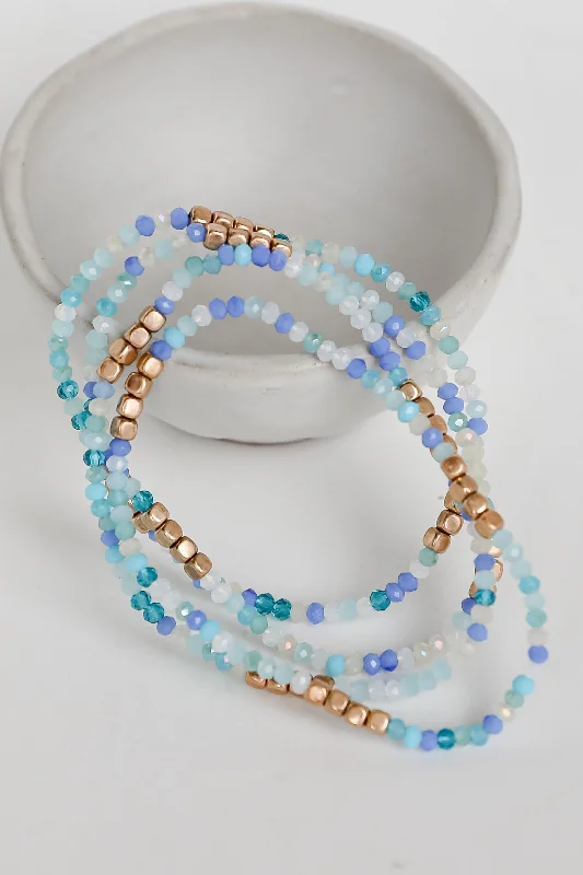 FINAL SALE - Olivia Blue Beaded Bracelet Set