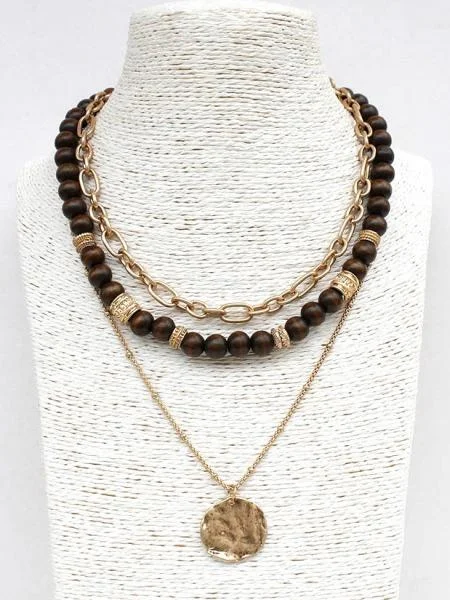 Walnut + Gold Layered Necklace