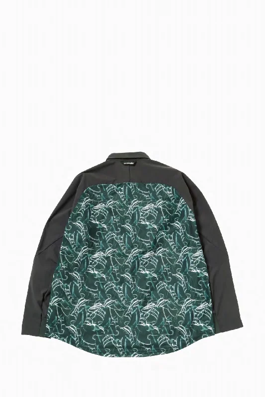 And Wander Printed Fleece Base Long Sleeved Shirt - Green