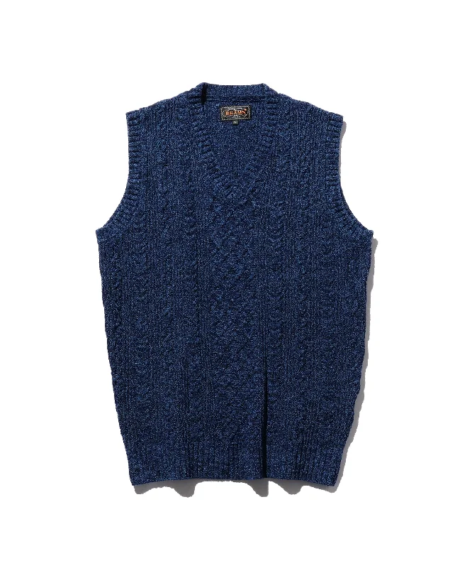 Beams Plus | Alan Pattern Vest Cotton Wool | Indigo