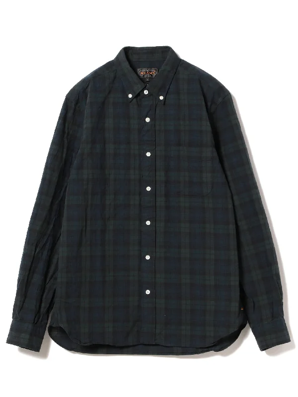 Beams Plus B.D. Indigo Yarn Tartan Check - INDIGO BLACK WATCH