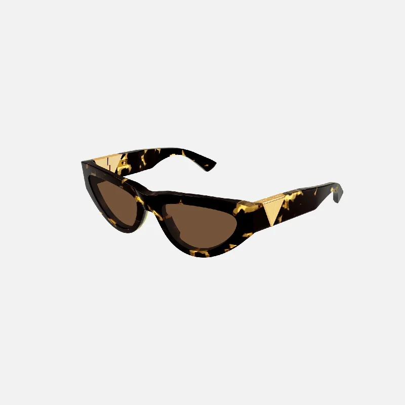 Bottega Veneta Rounded Acetate Cat Eye Tortoise Sunglasses - Havana