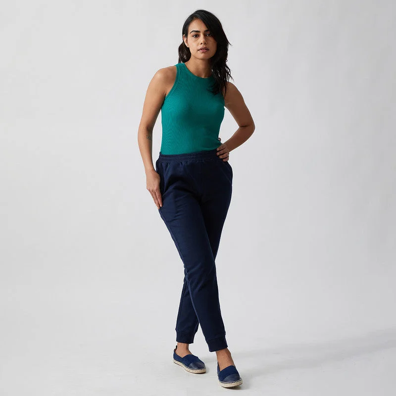 Cotton Joggers for Women | Deep Sea Blue