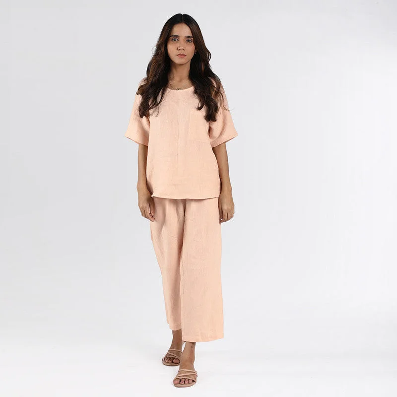 Pure Linen Lounge Wear Set | Pink