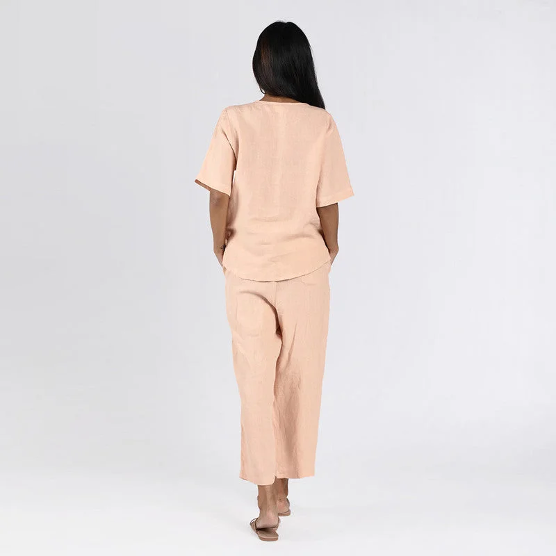 Pure Linen Lounge Wear Set | Pink