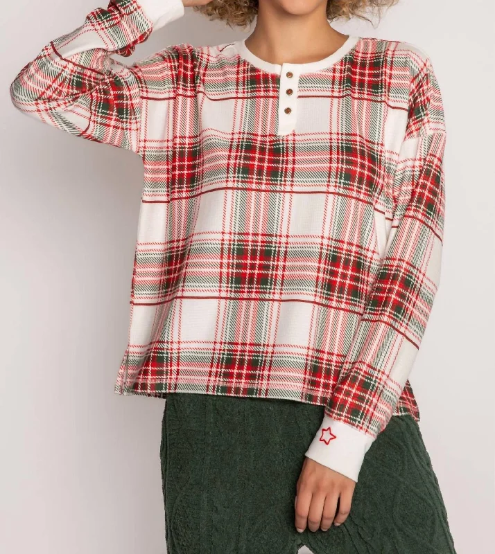 Joyful Spirits Long Sleeve Top In Plaid