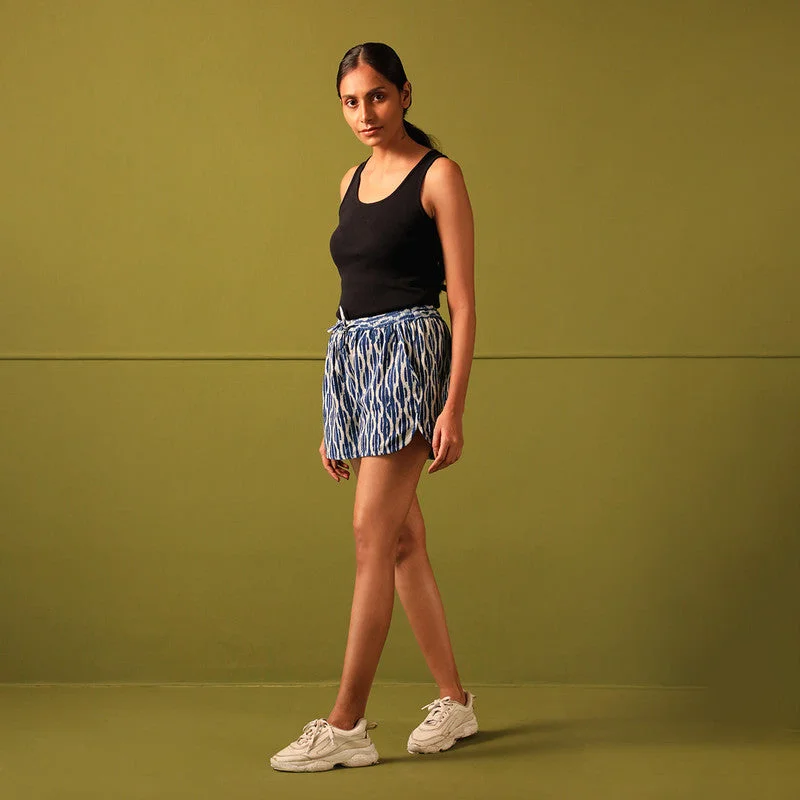 Pure Cotton Shorts | High Thigh | Printed | Indigo