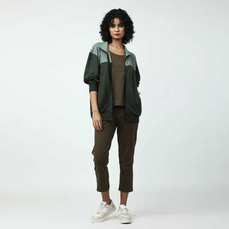 Organic Cotton Women Jogger Set | Olive Green