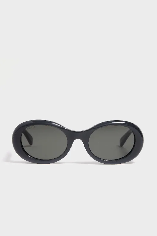 Shiny Glossy Black Round Frame Sunglasses