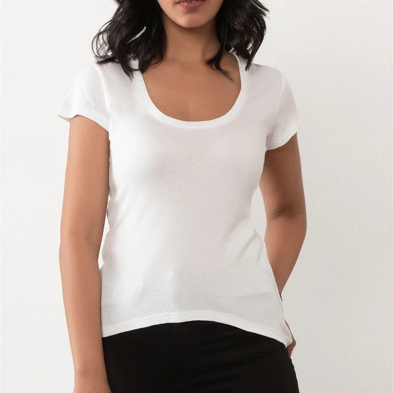 Modal Scoop Neck Top | Pearl White