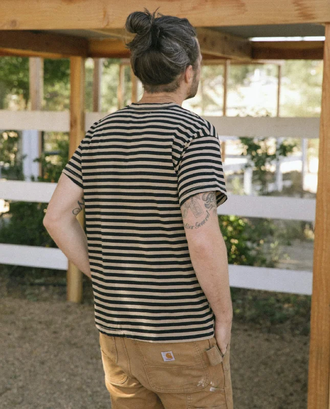 The Men's Boxy Crew. -- Black and Camel Stripe