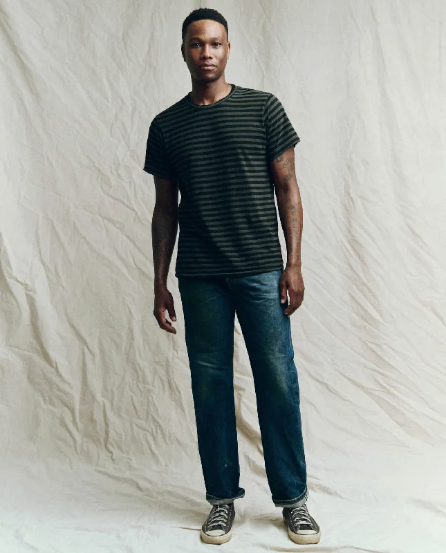 The Men's Slim Tee. -- Black and Charcoal Stripe