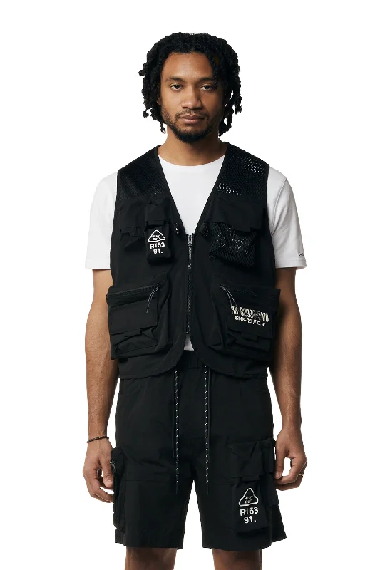 Utility Windbreaker Vest - Black