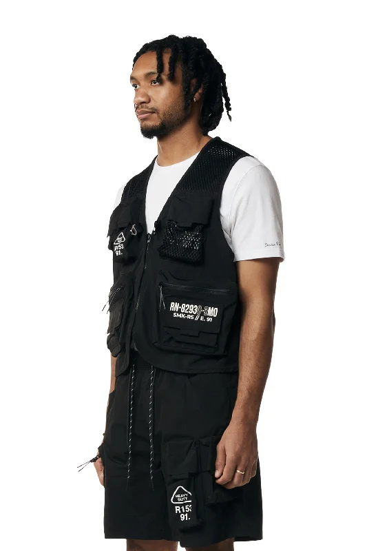 Utility Windbreaker Vest - Black