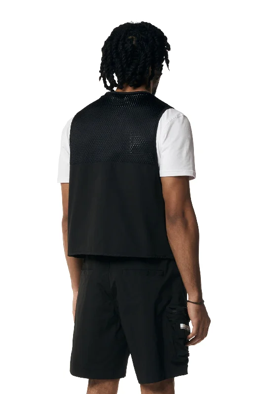 Utility Windbreaker Vest - Black