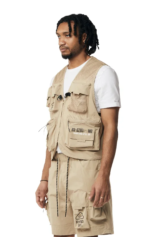 Utility Windbreaker Vest - Khaki