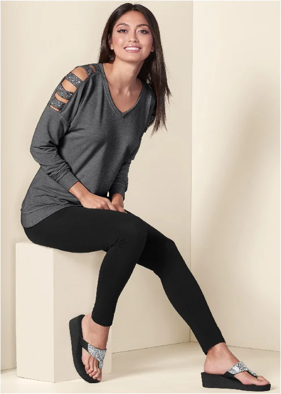 Stud embellished sweatshirt - Dark Heather Grey