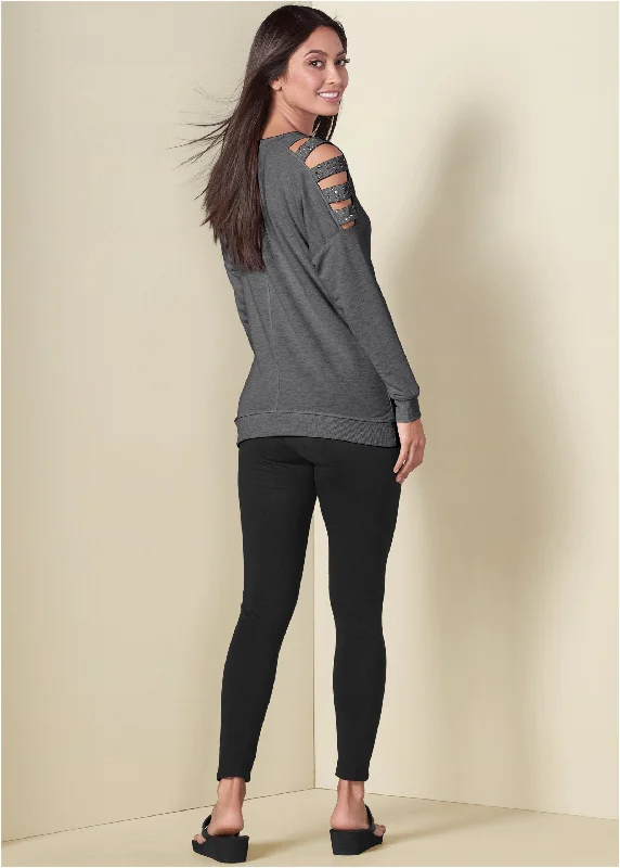 Stud embellished sweatshirt - Dark Heather Grey