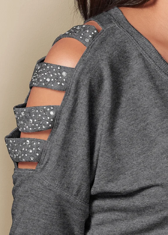 Stud embellished sweatshirt - Dark Heather Grey