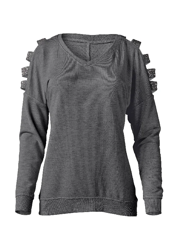 Stud embellished sweatshirt - Dark Heather Grey