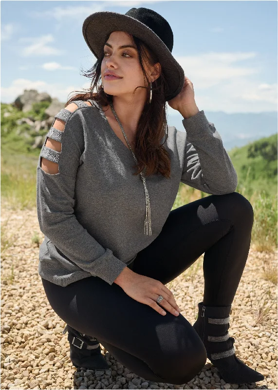 Stud embellished sweatshirt - Dark Heather Grey