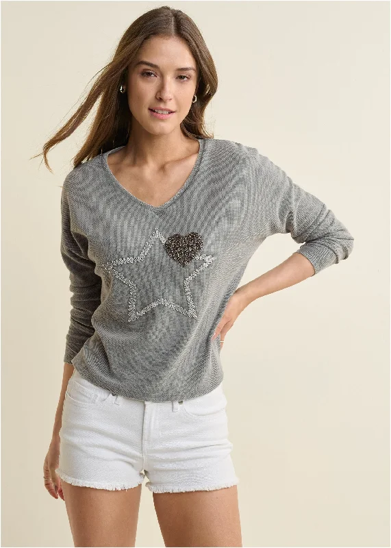 Textured sparkle top - Grey