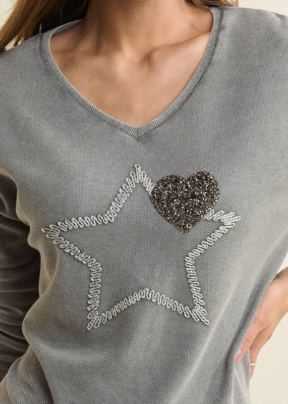 Textured sparkle top - Grey