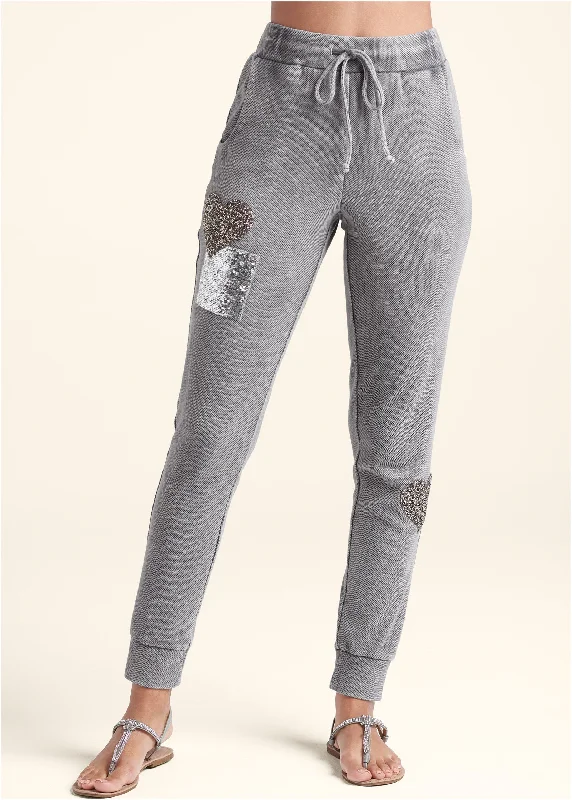 Textured sparkle joggers - Grey