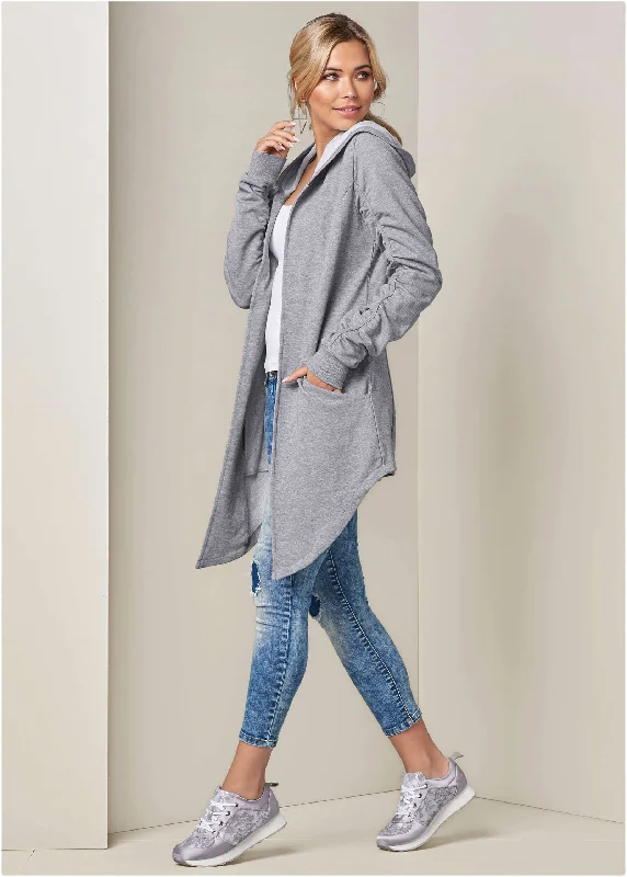 Asymmetrical lounge hoodie - Heather Grey