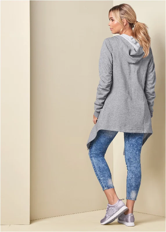 Asymmetrical lounge hoodie - Heather Grey