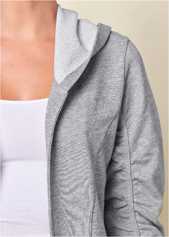 Asymmetrical lounge hoodie - Heather Grey