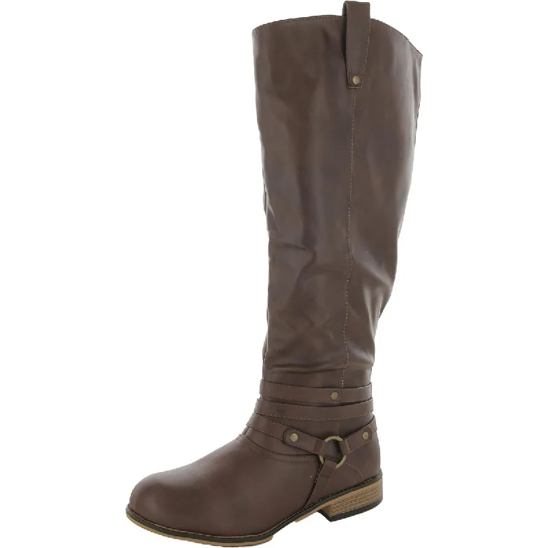 Walla Womens Faux Leather Extra Wide Calf Knee-High Boots